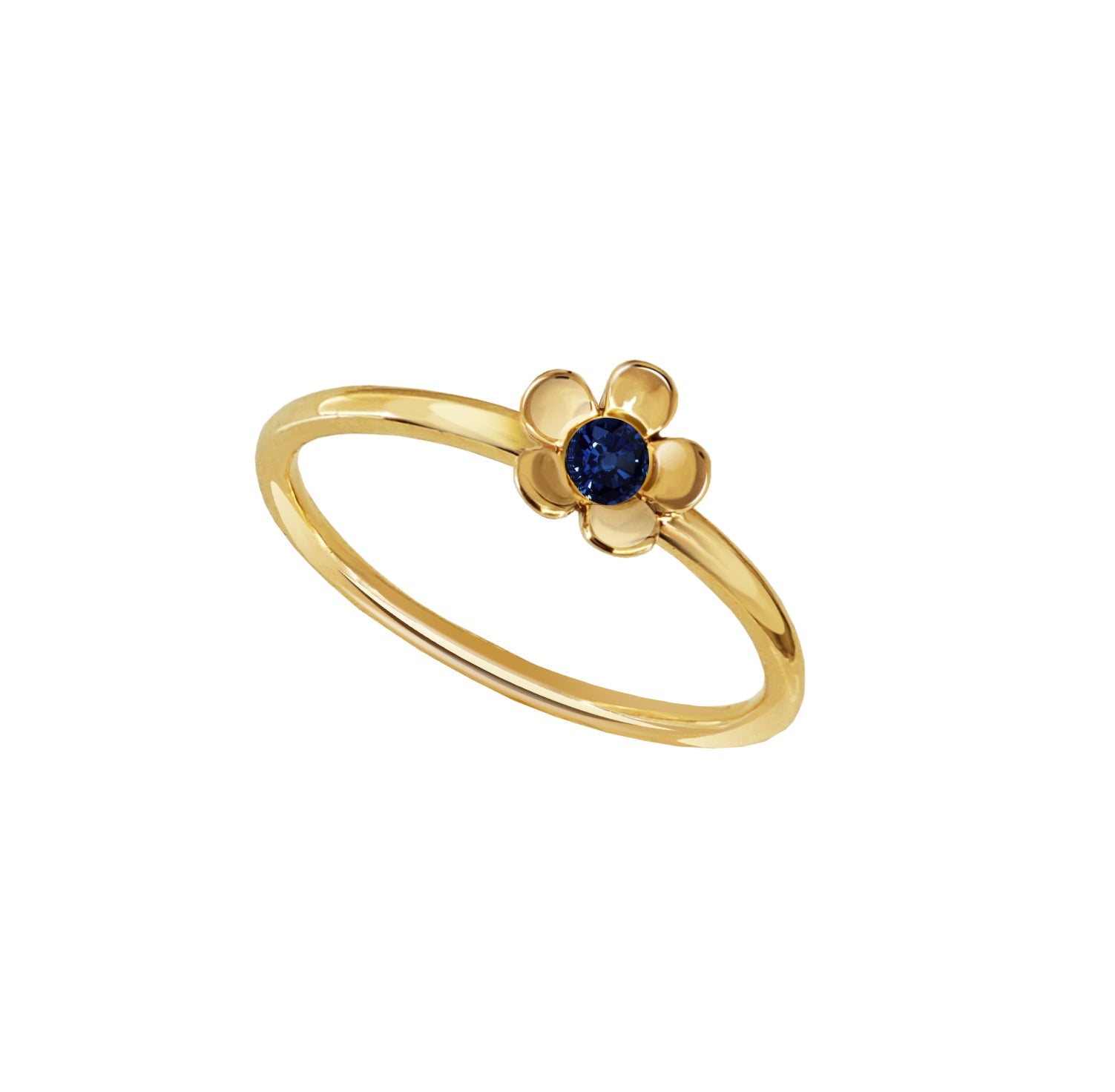 Anillo Mujer Oro 14K Oro Flor Zafiro - Tanya Moss