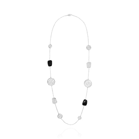 Collar Mujer Plata 925 Atrapasuenos Grande Cuarzo / Agata Negra