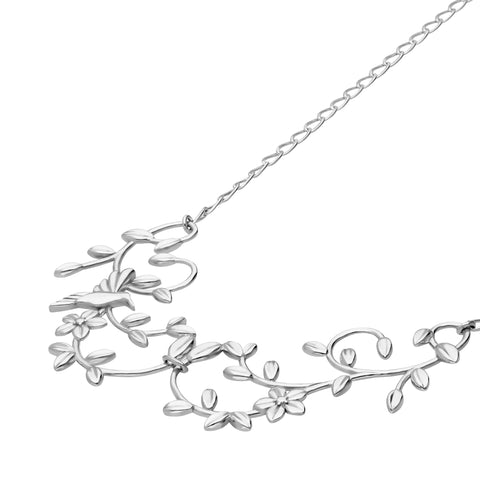 Collar Mujer Plata 925 Mensaje Amor Flor Hojas Colibri Grande