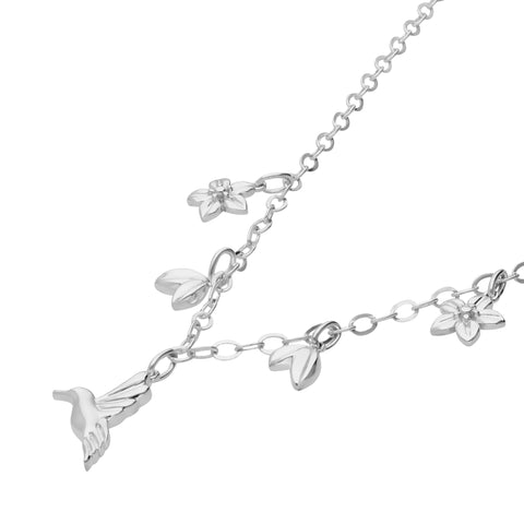 Collar Mujer Plata 925 Mensaje Amor Charms Flor Hojas Colibries