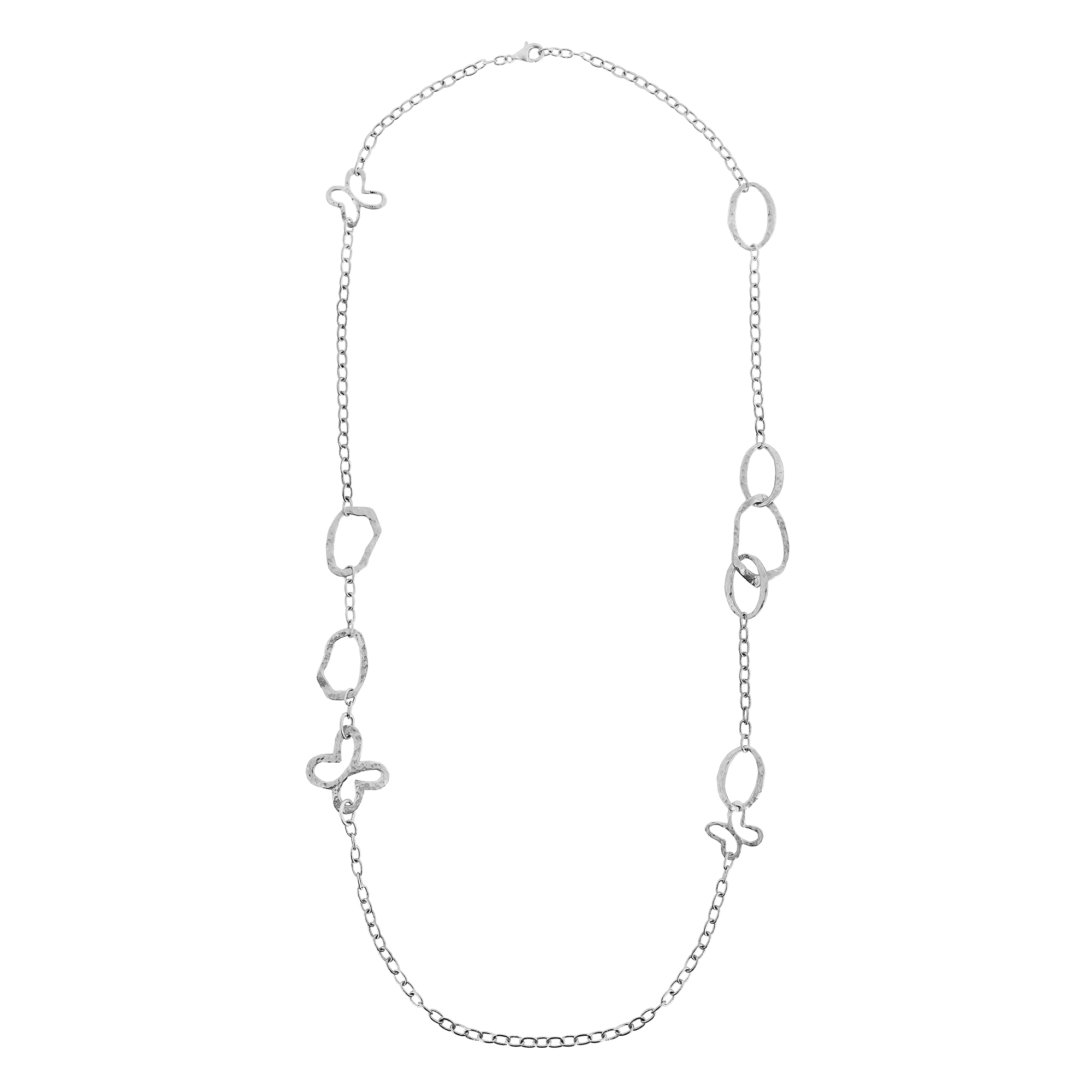 Collar Mujer Plata 925 Liberty Eslabones Mariposas XL Largo