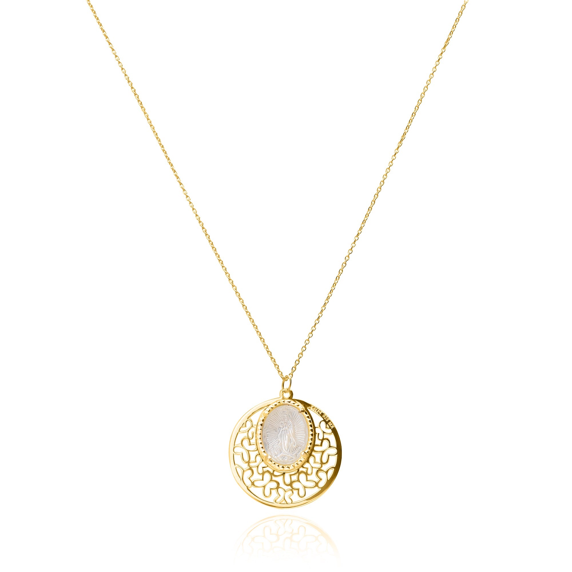 Dije Mujer Plata 925 Religioso Virgen Guadalupe Madre Perla Chico