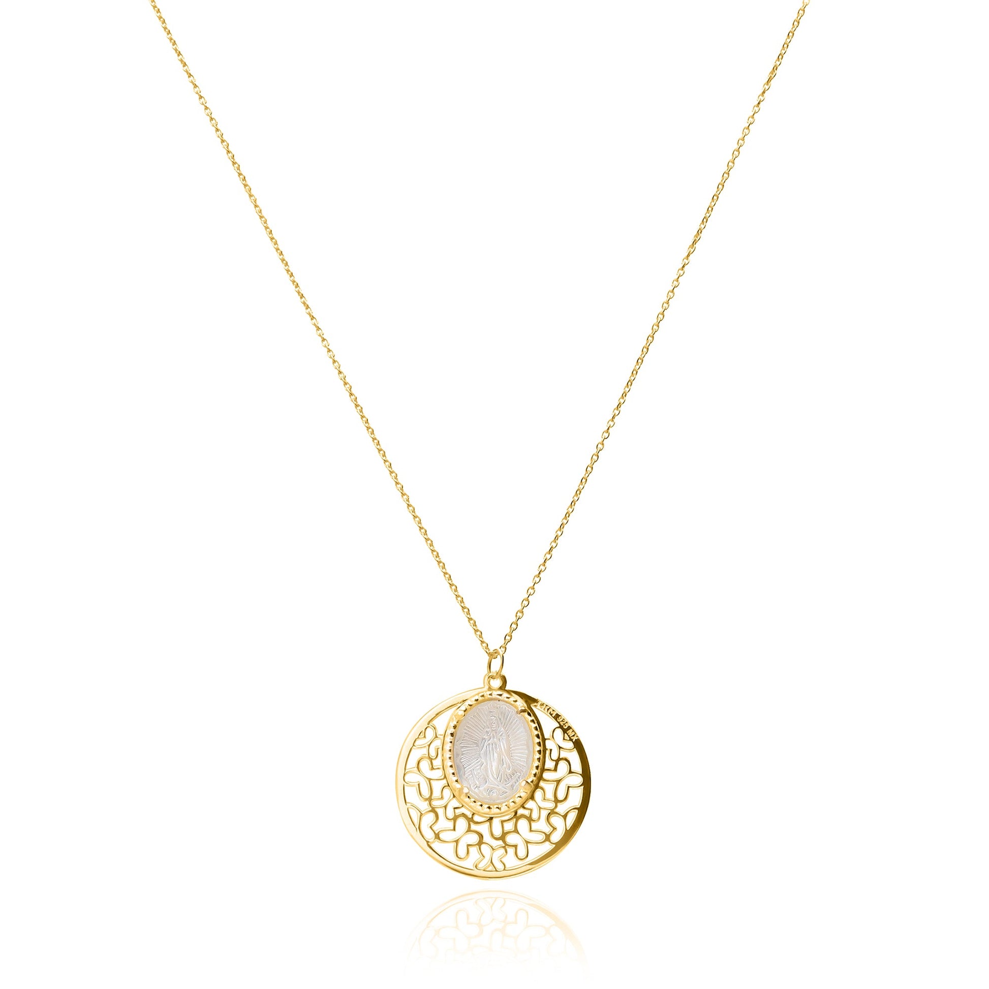 Dije Mujer Plata 925 Religioso Virgen Guadalupe Madre Perla Chico
