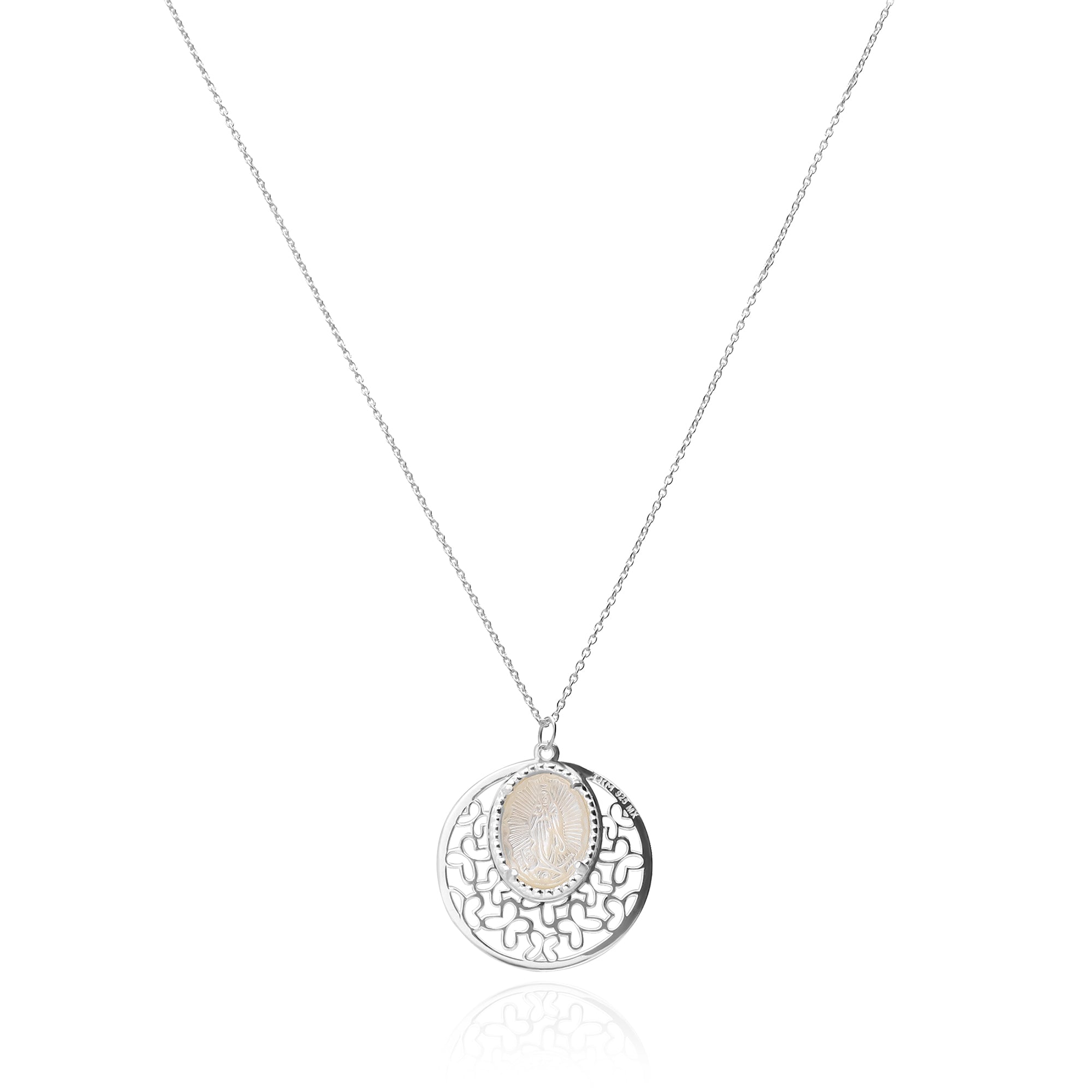 Dije Mujer Plata 925 Religioso Virgen Guadalupe Madre Perla Chico