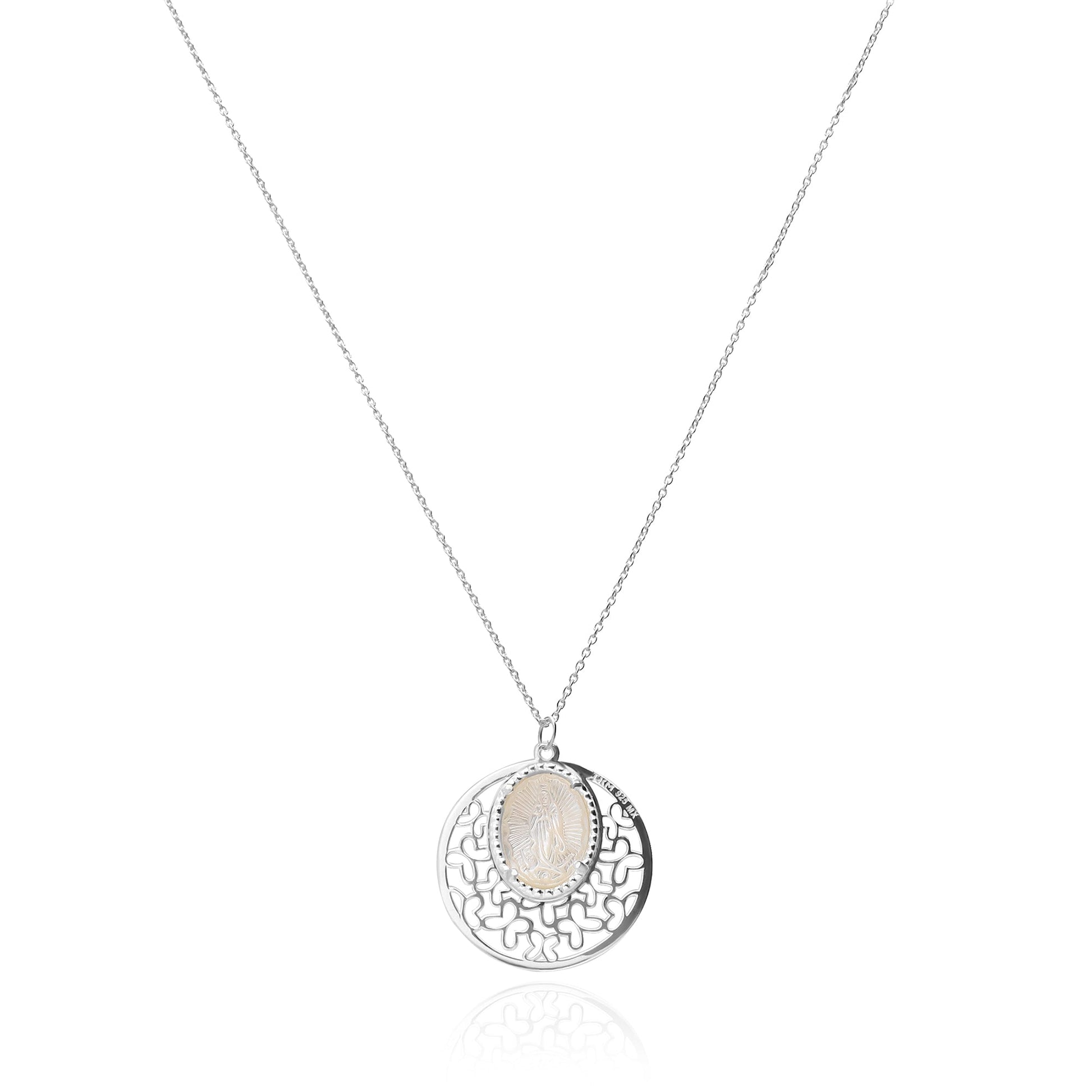 Dije Mujer Plata 925 Religioso Virgen Guadalupe Madre Perla Chico