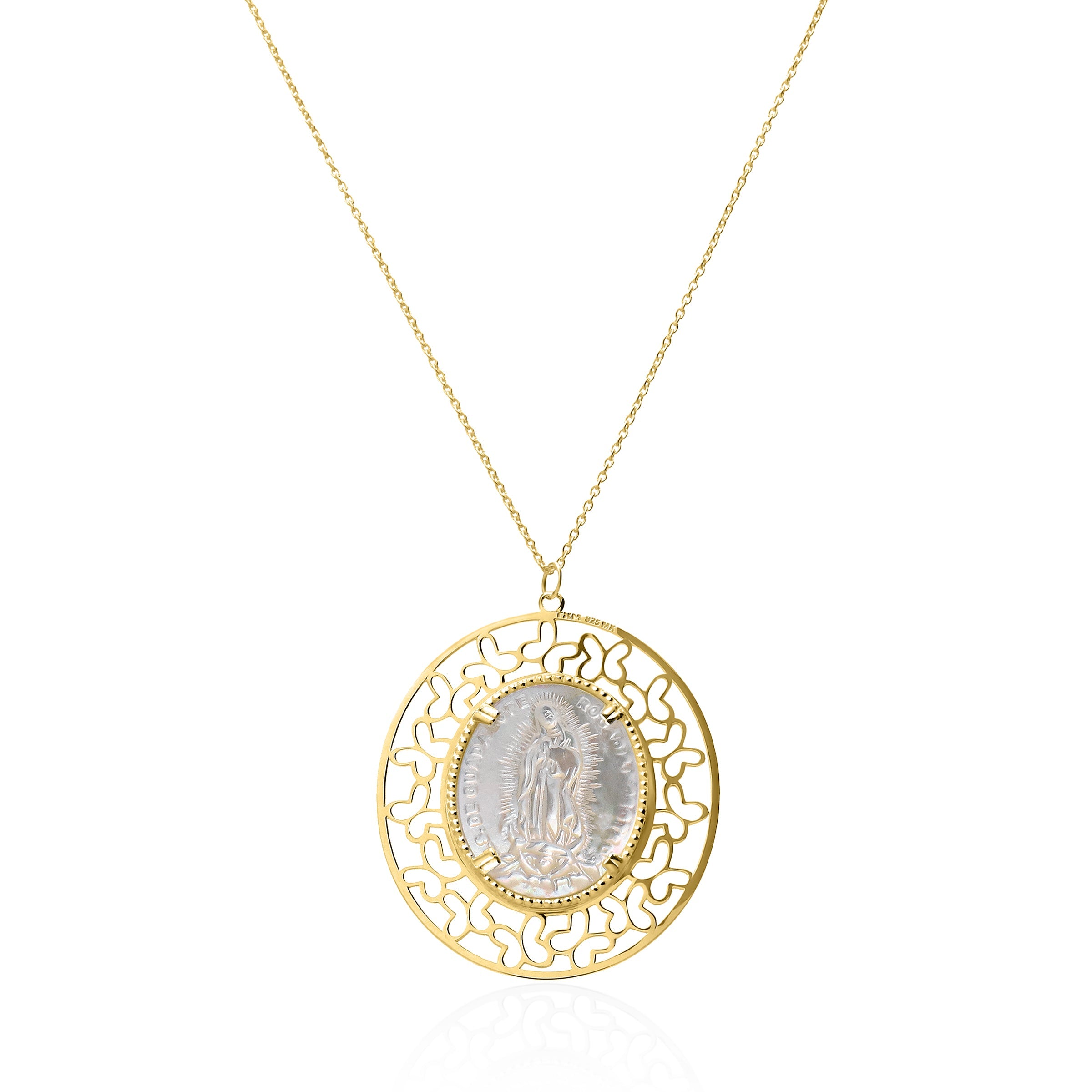Dije Mujer Plata 925 Religioso Virgen Guadalupe Madre Perla Grande - Tanya Moss