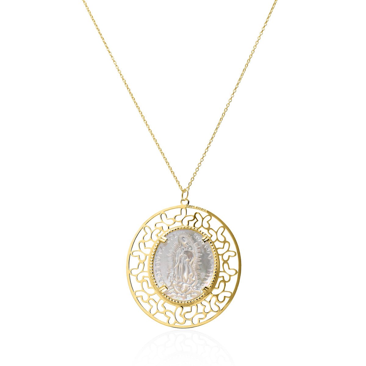 Dije Mujer Plata 925 Religioso Virgen Guadalupe Madre Perla Grande