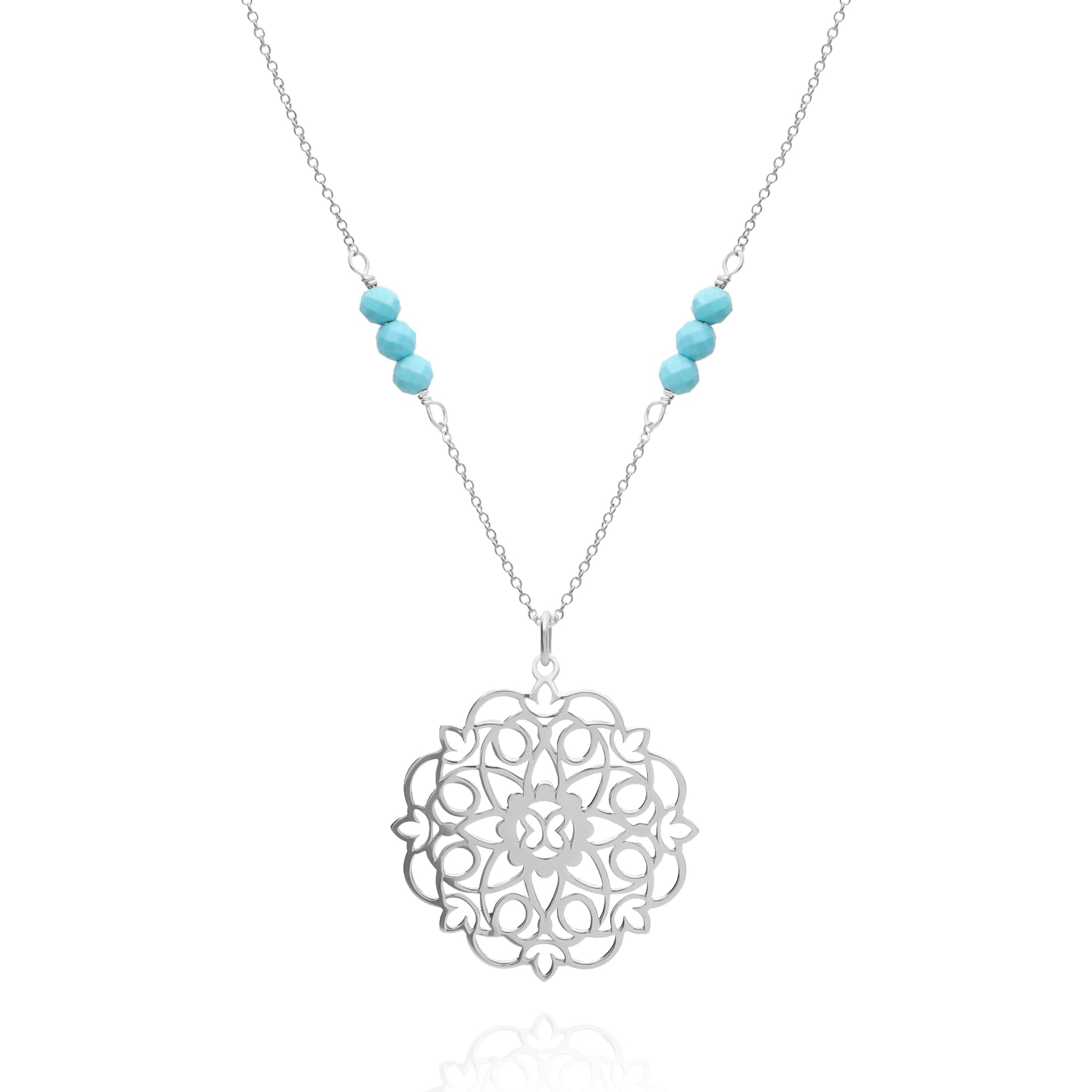 Dije Mujer Plata 925 Zen Mandala Turquesa