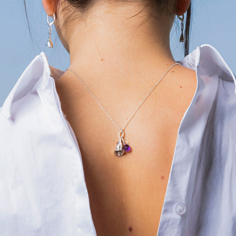 Collar Mujer Plata 925 Jacaranda Flor Amatista