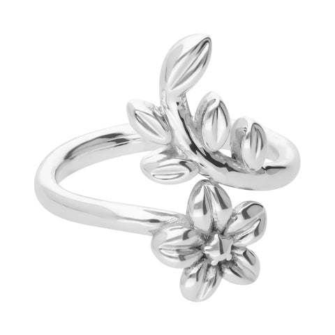 Anillo Mujer Plata 925 Mensaje Amor Cruzado Flor Hojas